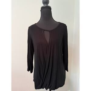 Cable & Gauge Draped Black Top with Draped Front
